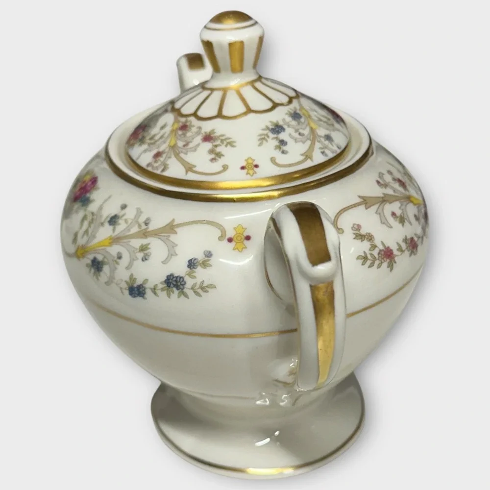Lamberton Ivory China Sugar Bowl‎ w/ Lid & Creamer Set Dorothea VTG Made in USA